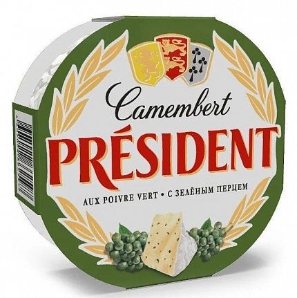 Сыр мягкий с белой плесенью "Камамбер" PRESIDENT 45%, 125г